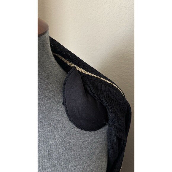 St John Sport Size XL Black Gold Trimmed Wool Blend Duster Cardigan Sweater - Picture 9 of 12